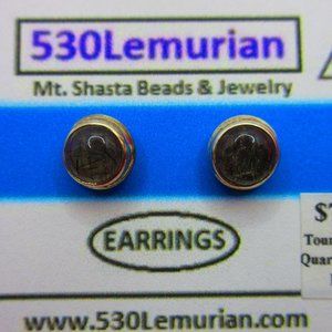 Tourmalinated Quartz Stud Gemstone Sterling Silver Earrings